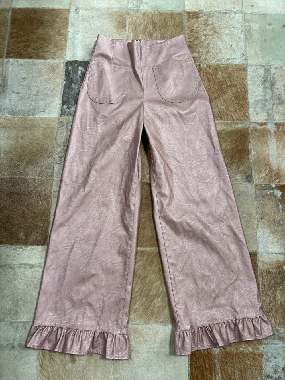 Anthropologie Maeve Women’s Metallic Pink Faux Leather pants